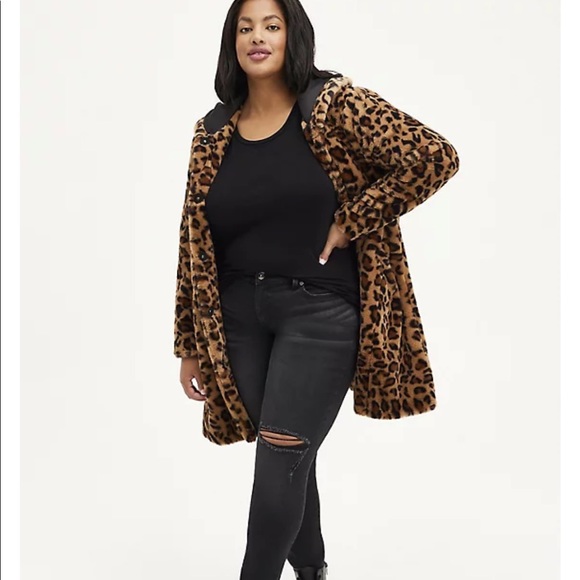 torrid Jackets & Blazers - Torrid Leopard Faux Fur Hooded Coat - Size 1